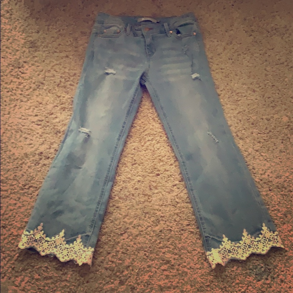 Blue printed jeans